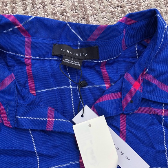 Plaid tie front top - Picture 2 of 3